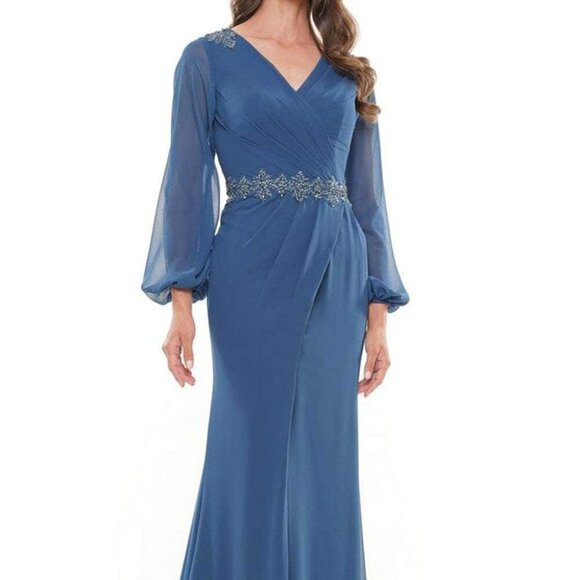 NWT Marsoni by Colors MV1273-1 Chiffon Mother of the Bride Dress Blue size 28 - Picture 1 of 7